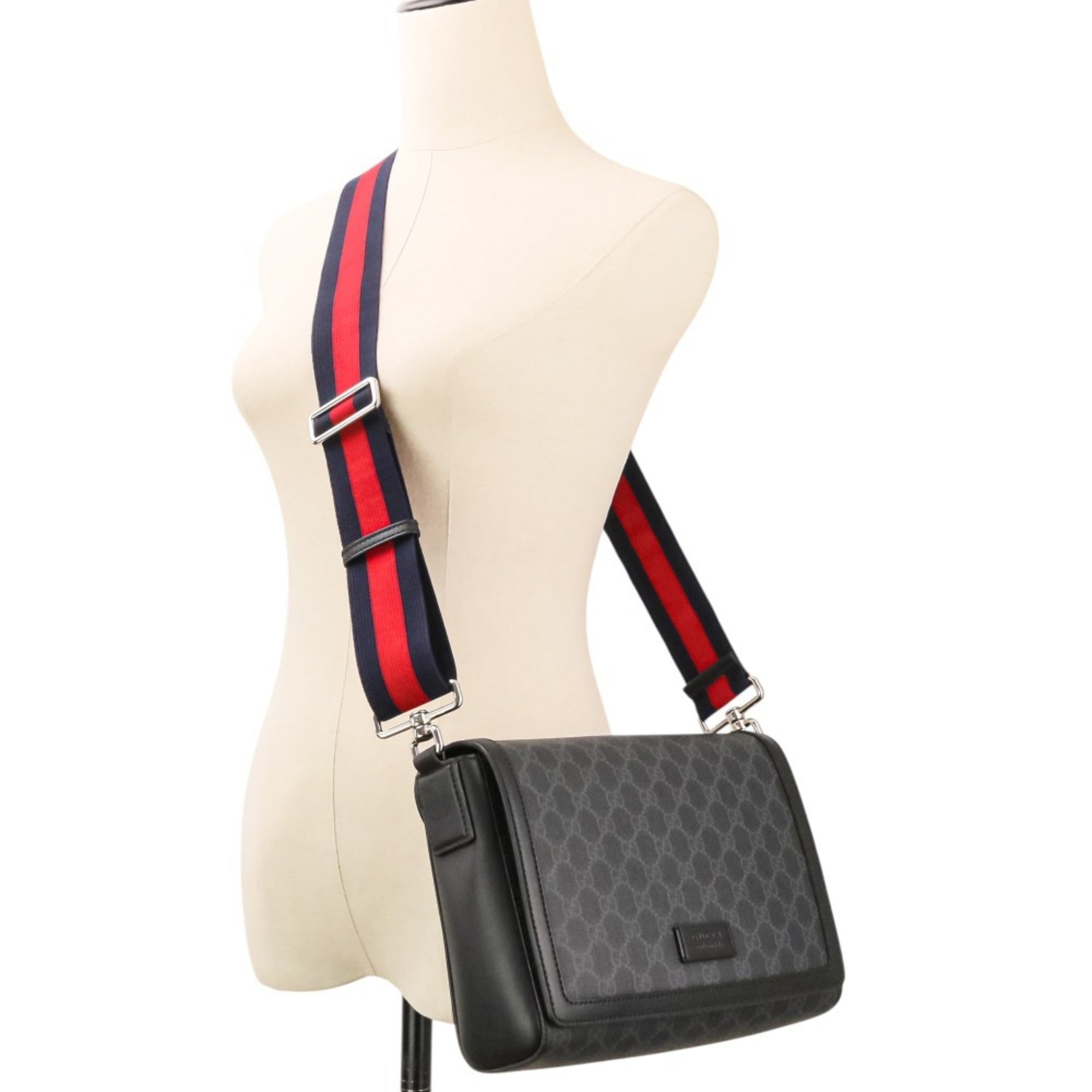 GUCCI GG Supreme Shoulder Bag Crossbody 771167 Black Men's Women's — Like New