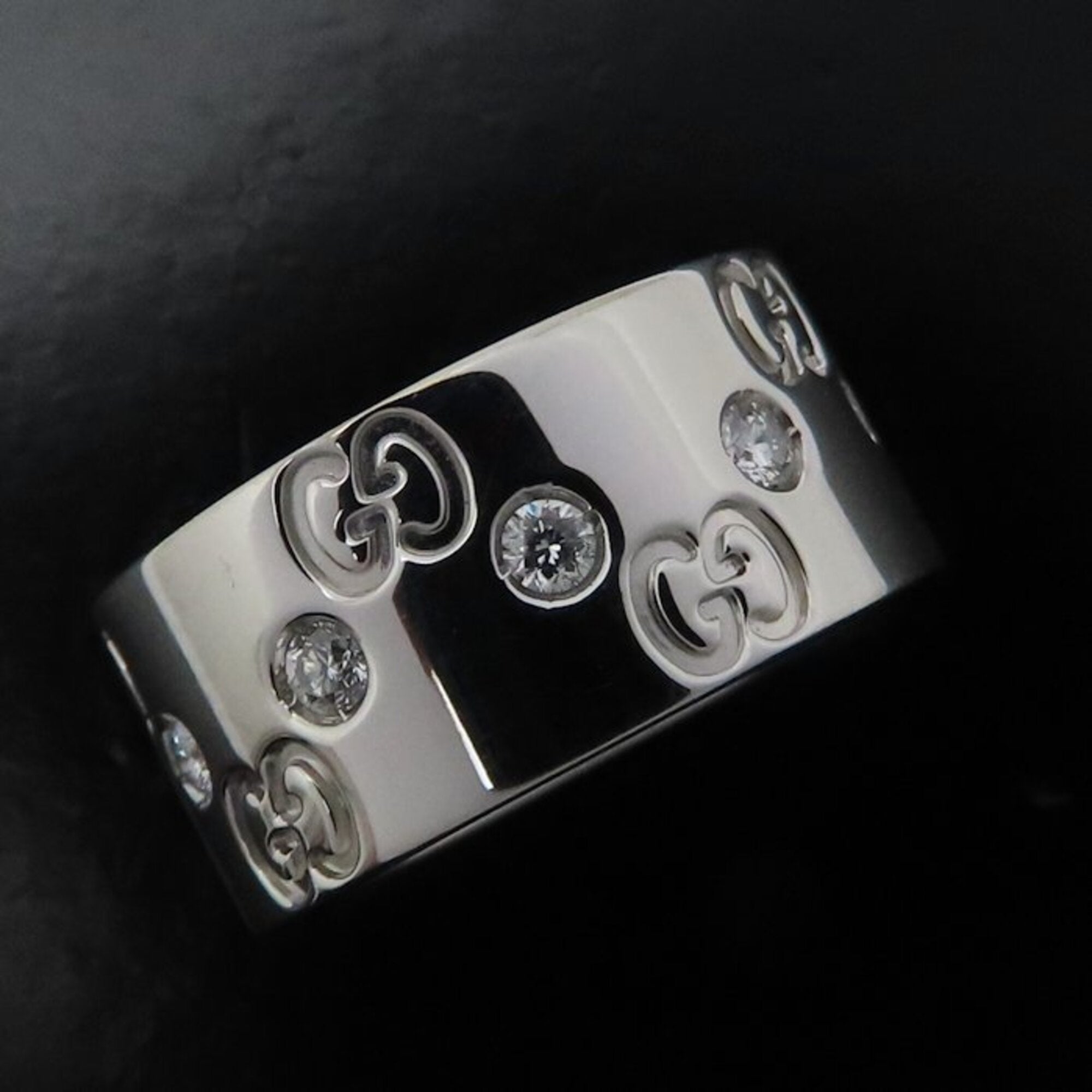 GUCCI Icon Wide Ring, Diamond Size 11, K18WG, Women's, Item No. 295401 — Like New