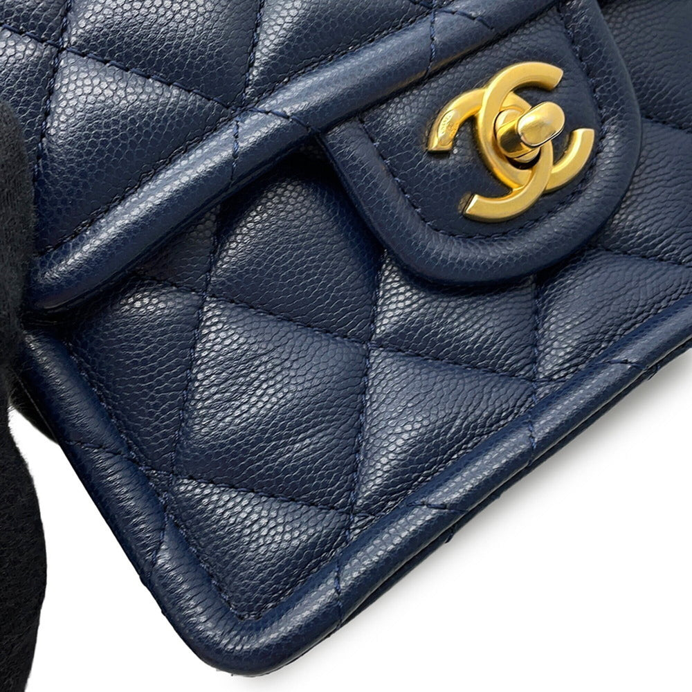 Chanel Chain Shoulder Bag Mini Matelassé Coco Mark Caviar Skin AS4406 CHANEL Handbag Women's — Like New