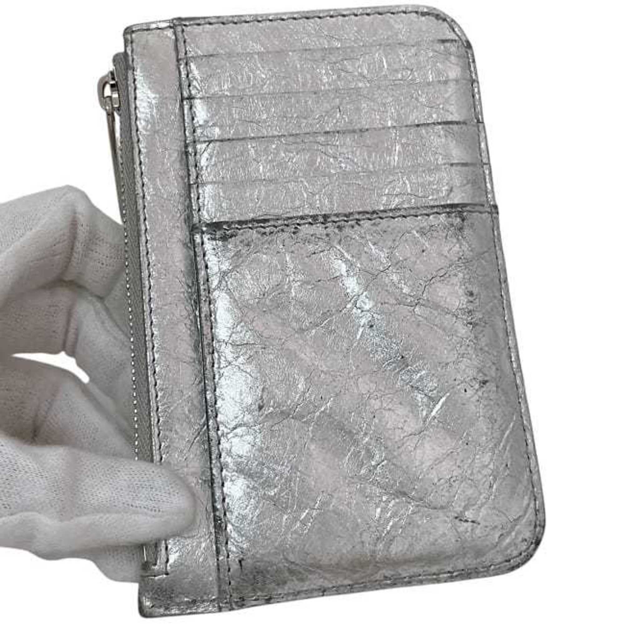 Balenciaga card holder/coin case f-24080 Silver Monaco 765420 Leather coin purse 8122 N 527545 BALENCIAGA BB wallet/pouch/card holder for men and women