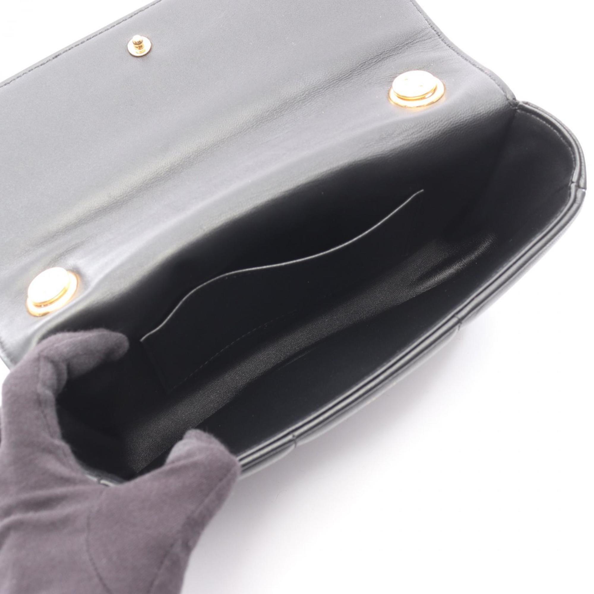 Celine Monochrome Shoulder Bag, Leather, Women's, Black