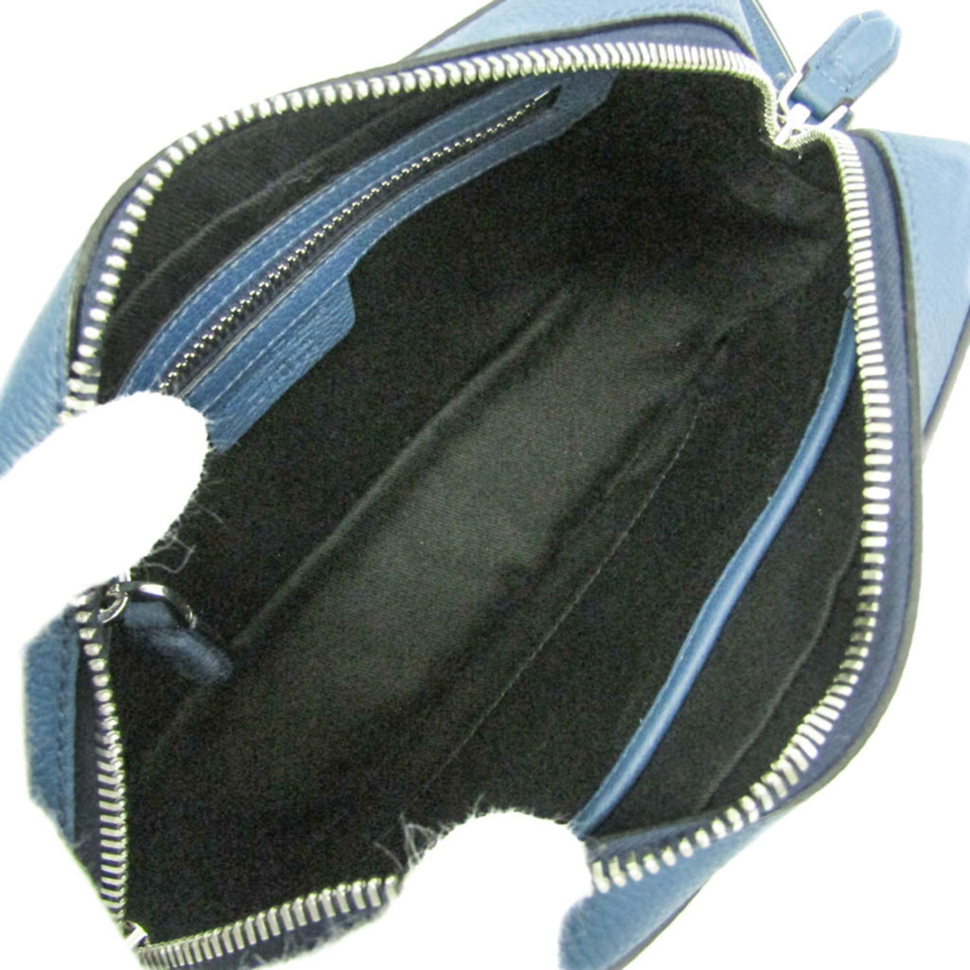 Salvatore Ferragamo Gancini GG-24 1204 Men's Leather Clutch Bag,Shoulder Bag Blue — Like New