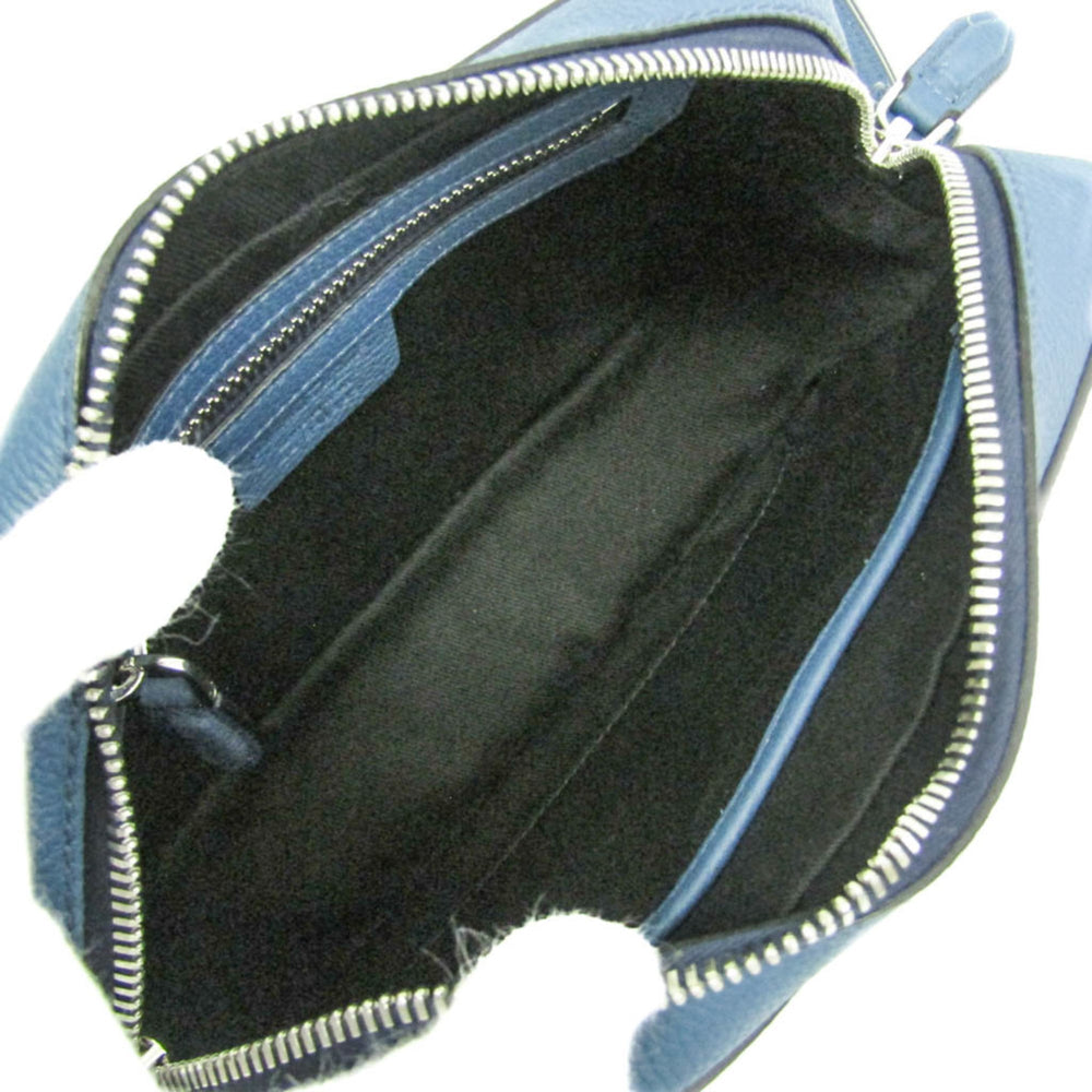 Salvatore Ferragamo Gancini GG-24 1204 Men's Leather Clutch Bag,Shoulder Bag Blue — Like New