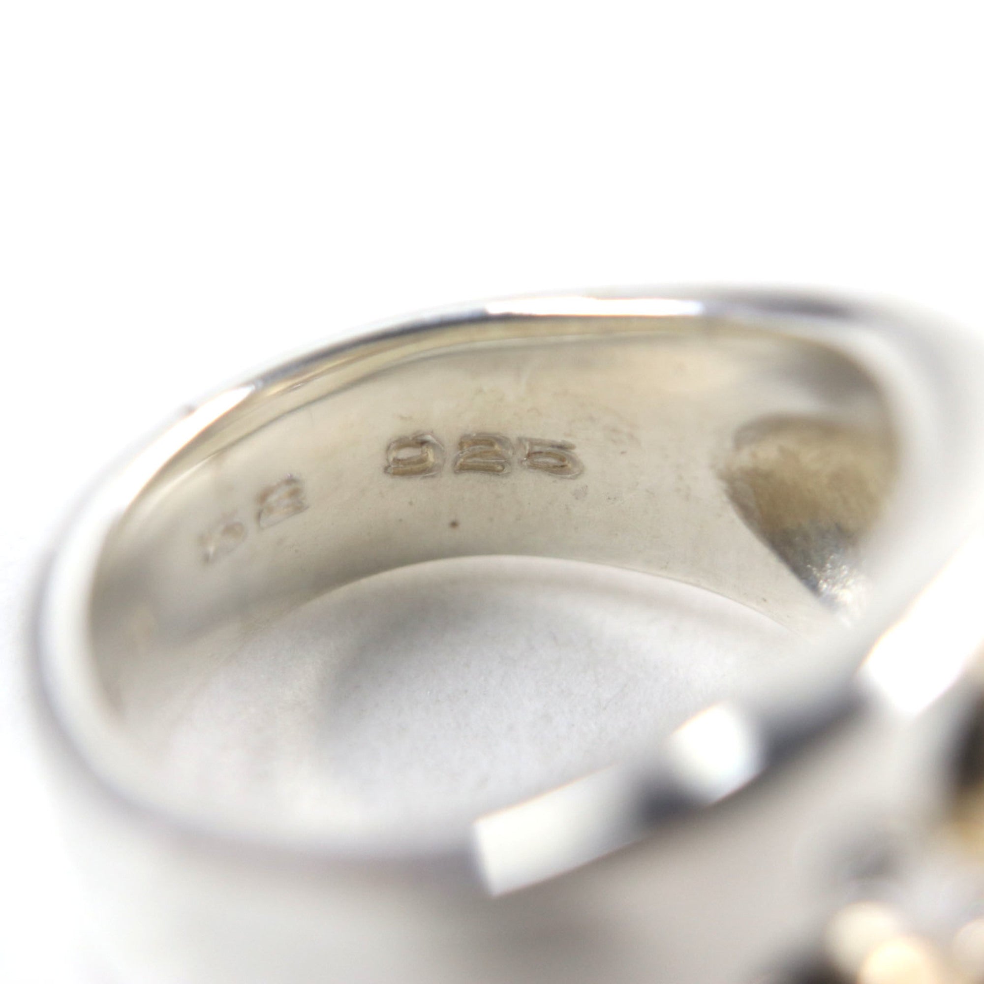 HERMES Vintage Gaucho Ring, 925 750 Sterling Silver with 7 Diamonds, Size 52, Weight 13.6g, Men's — Like New