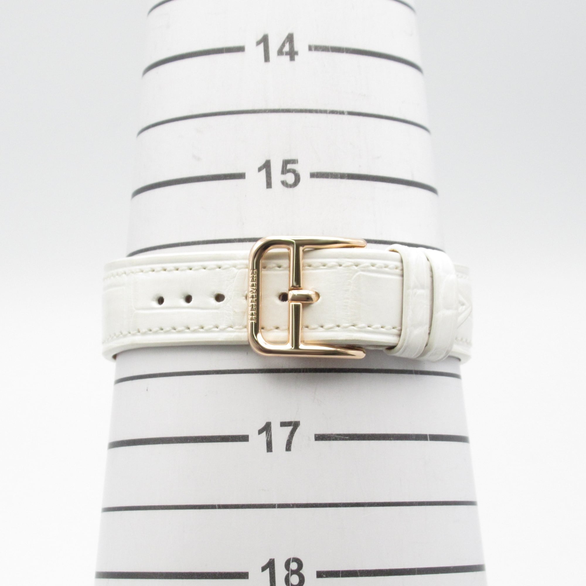 Hermes Arceau Grande Turarara Bride et Maure Watch, 18K Pink Gold (PG), Diamond, Leather Strap, Women's, White (AR12.671) — Very Good
