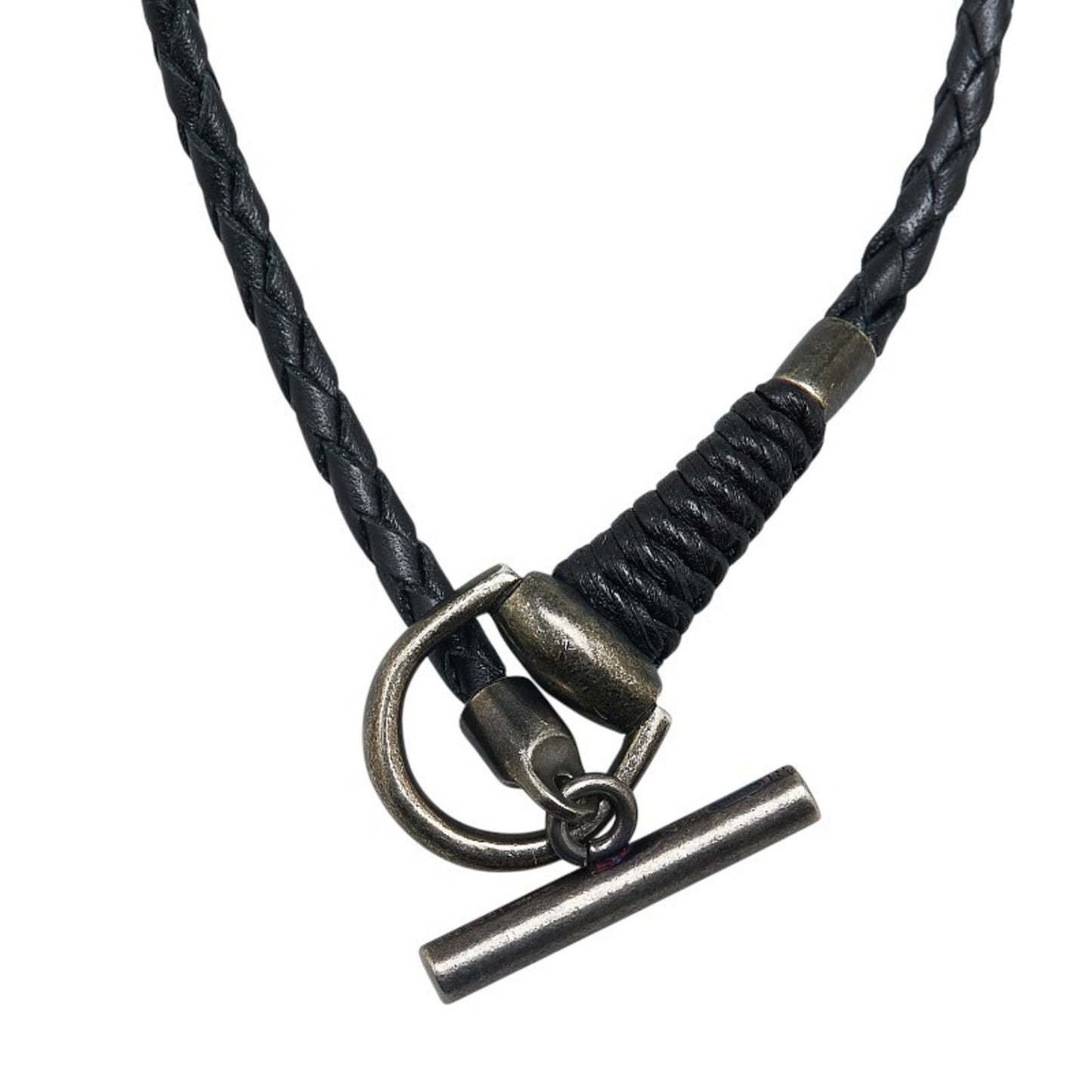 Gucci Horsebit Choker #18 Black Leather SV925 Silver Women's GUCCI