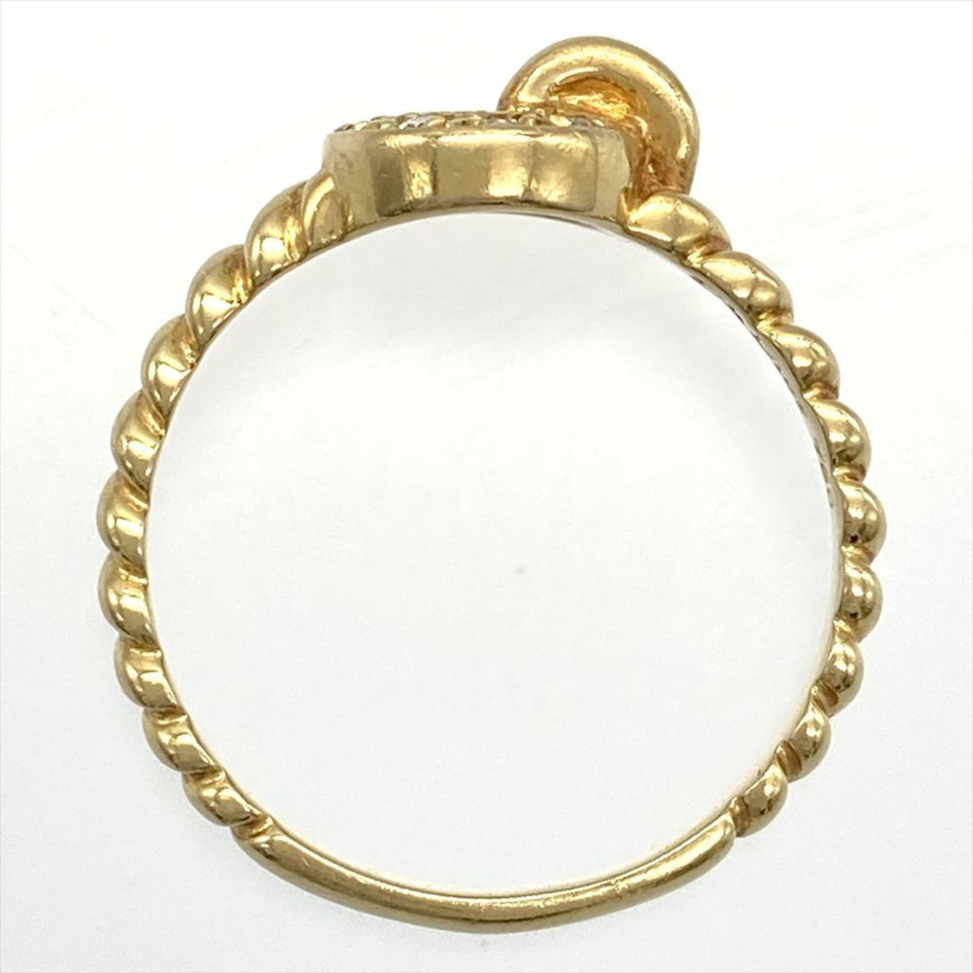 Christian Dior Circle Twist Ring with Diamonds, Approximately 2.2g, 18KYG Yellow Gold