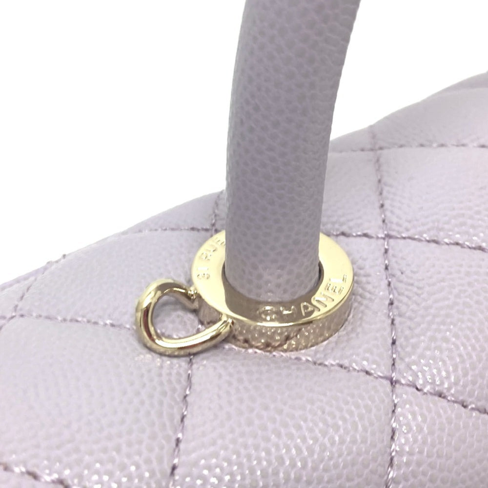 CHANEL A92990 Matelasse Coco Handle Bag Shoulder Handbag Caviar Skin Women's Lavender Purple — New - Store Return