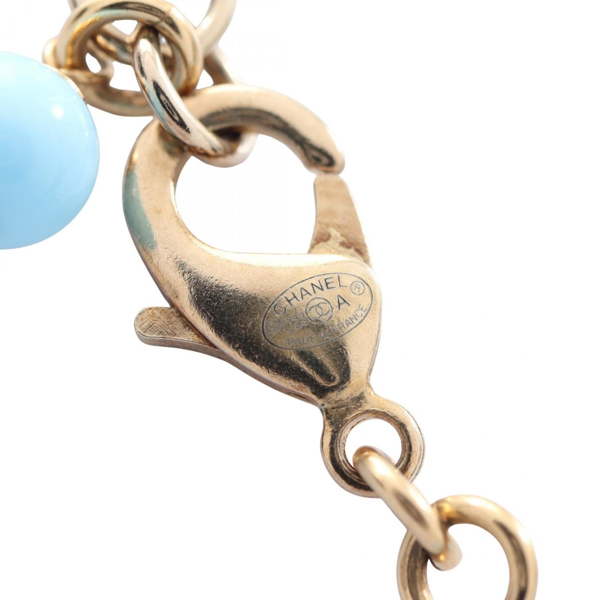 Chanel Coco Mark Choker Accessory, GP (Gold Plated), Rhinestones, Plastic, Women's, Gold, Black, Blue