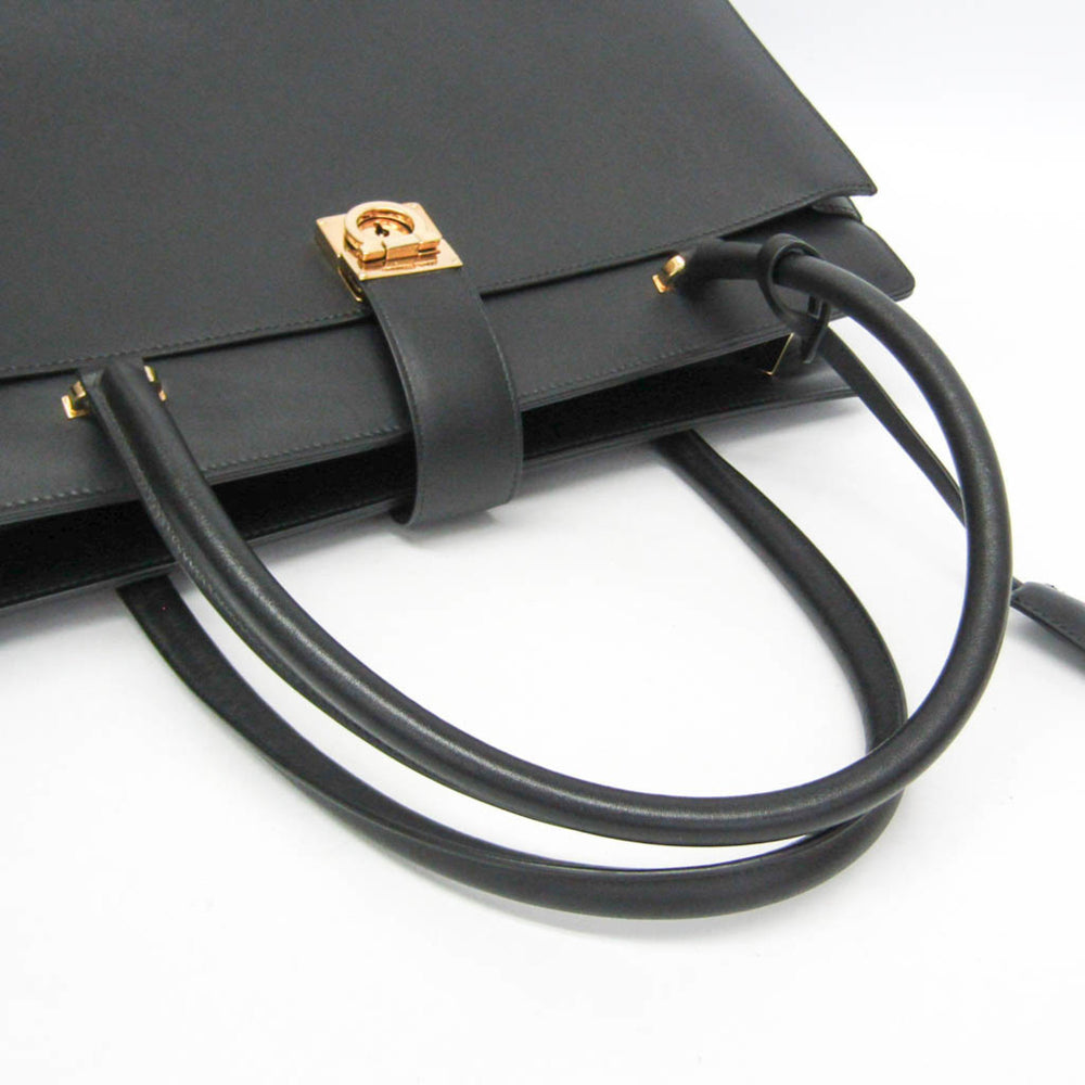 Salvatore Ferragamo Gancini DY-21 E525 Women's Leather Tote Bag Black — Like New