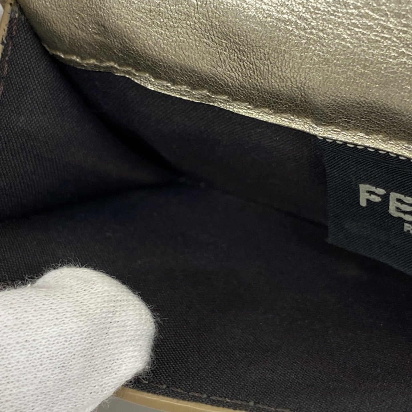 Fendi Tri-fold Wallet Leather Gold Women's