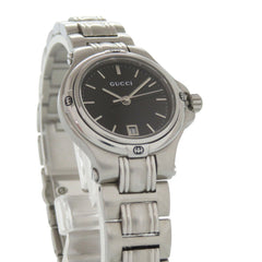 Excellent condition Gucci 9040L black dial stainless steel silver quartz watch 0028GUCCI — Good