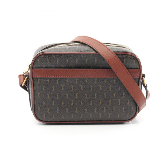 Saint Laurent Monogram Camera Bag Shoulder Coated Canvas Leather Women's Brown 669957