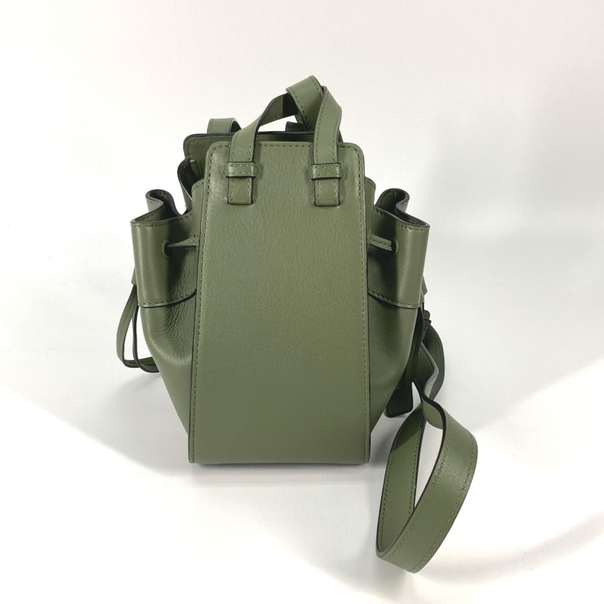LOEWE Hammock Drawstring Bag, Mini Handbag/Shoulder Leather, Women's, Khaki, Like New — Like New