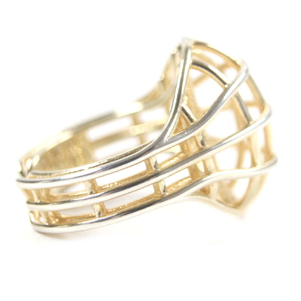 BOTTEGA VENETA 707858 3D Wire Ring, AG925 Gold, Size 13, Includes Box and Dust Bag, Weight 6.58g, Men's — Like New