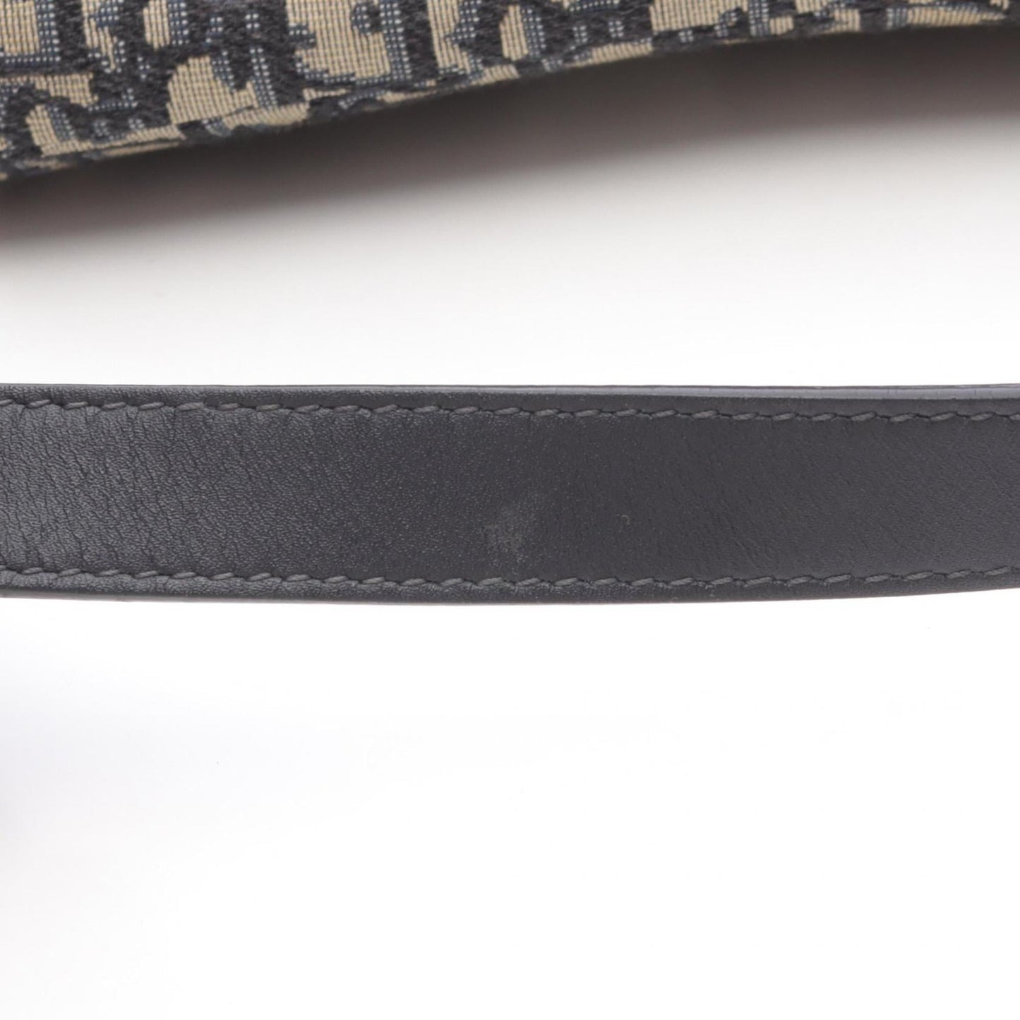 Christian Dior Dior Saddlebag, Oblique Jacquard Handbag, Canvas and Leather, Women's, Ivory Navy