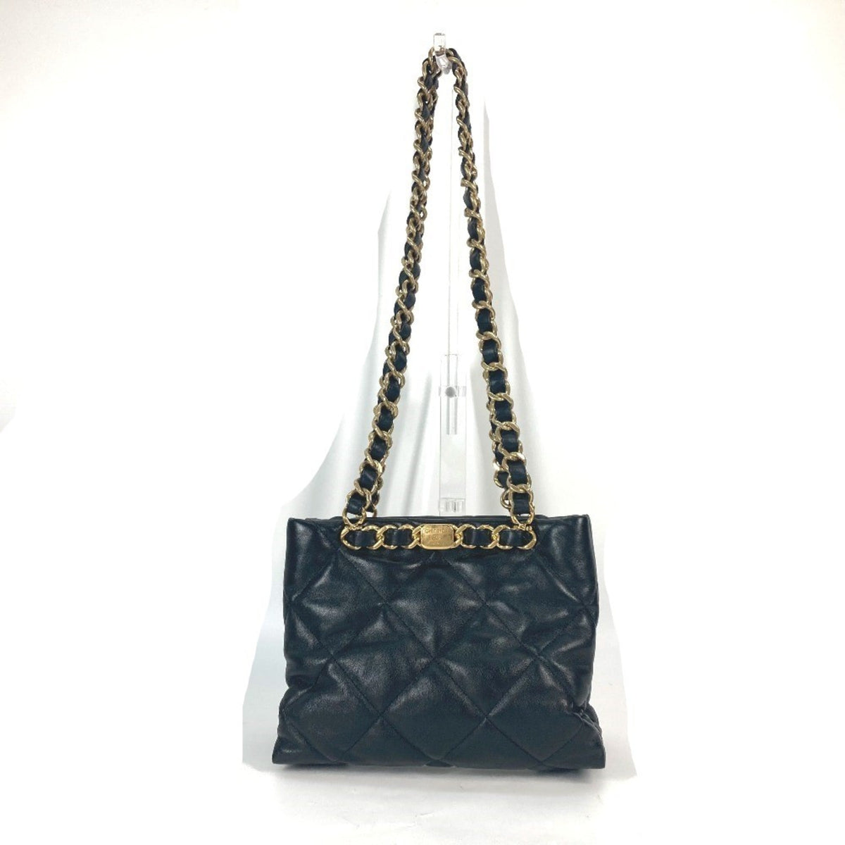 CHANEL AS3502 Chain Bag Quilted Matelasse Small Shopping CC Coco Mark Shoulder Lambskin Women's Black — Like New