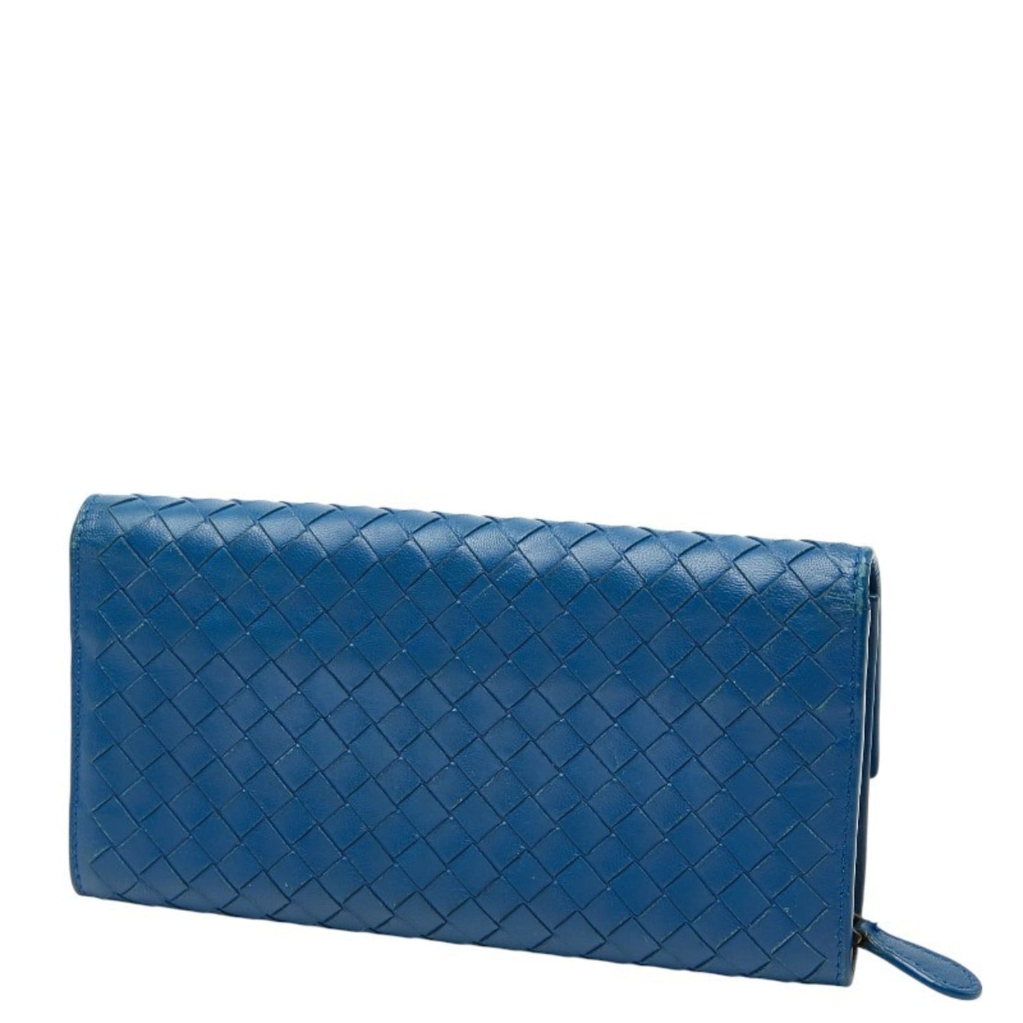 Bottega Veneta Intrecciato Long Wallet Blue Leather Women's BOTTEGAVENETA