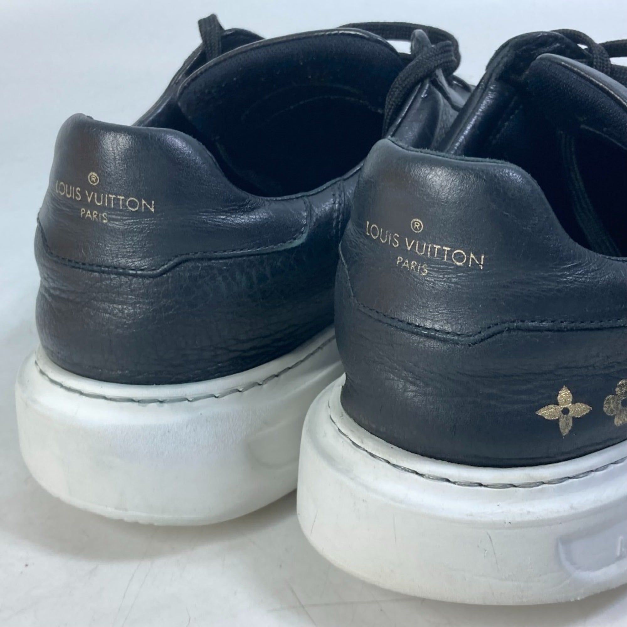 LOUIS VUITTON Beverly Hills Line Men's Leather Sneakers with Laces, Black
