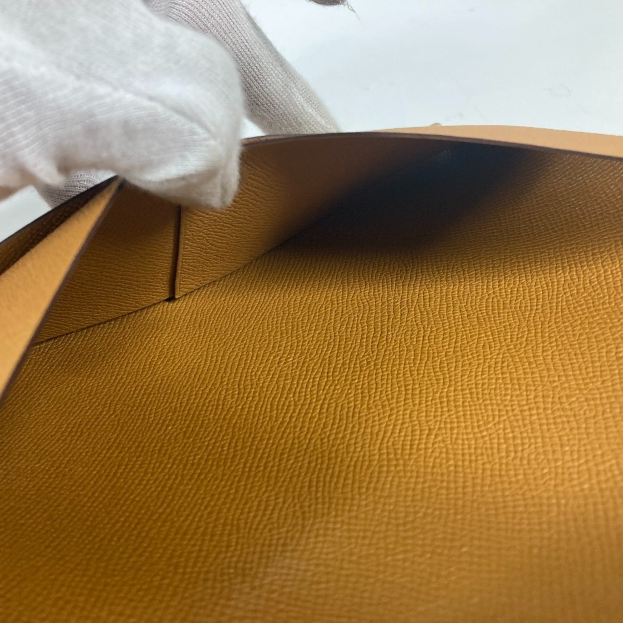 HERMES Calvi GM Flat Pouch with Pouch, Bifold Clutch Bag, Epsom Leather, Unisex, Brown and Pink, Like New — Like New