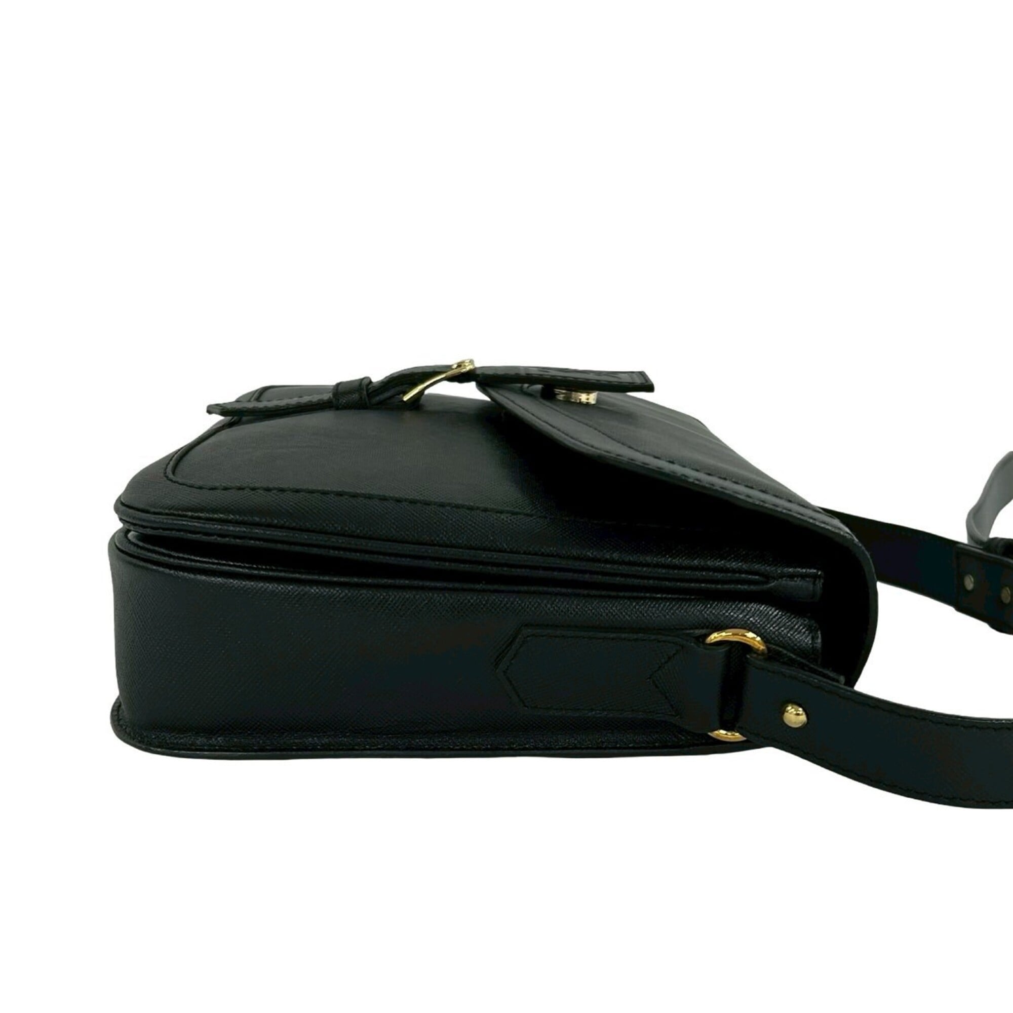 YVES SAINT LAURENT Vintage YSL Logo Leather Semi-Shoulder Bag, Black, 68785 — Like New