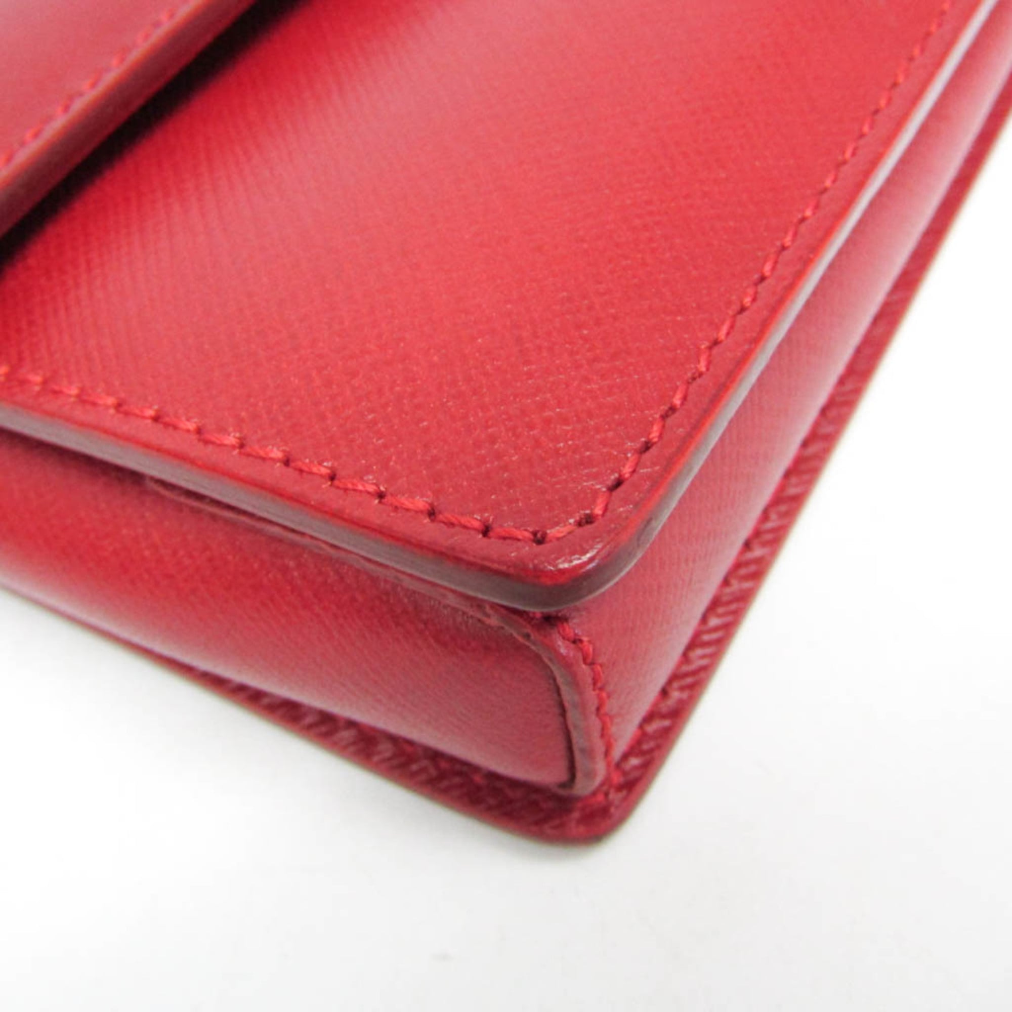 Salvatore Ferragamo Vara Chain Shoulder Bag AU-21 D855 Women's Leather Shoulder Bag Red Color