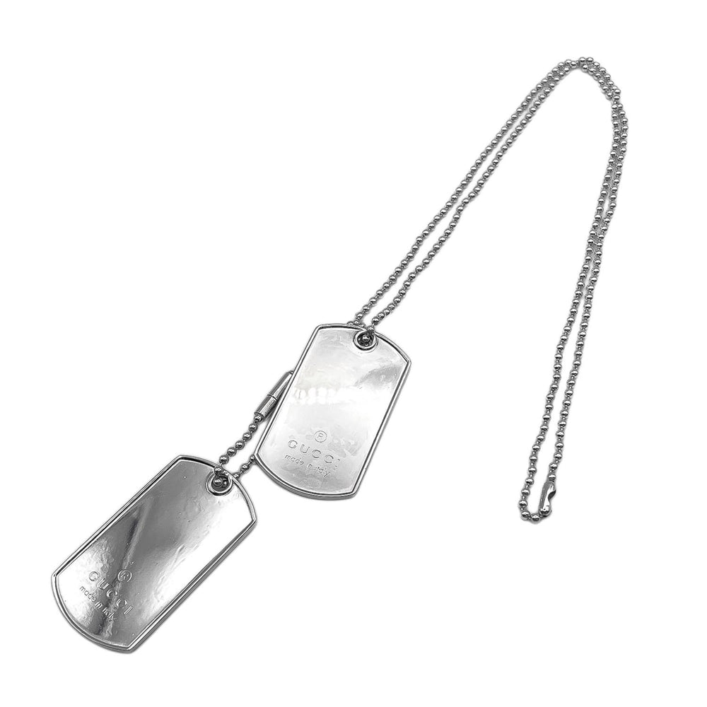 GUCCI Dog Tag Ball Chain Plate Necklace Pendant SV925 Men's Women's — Like New