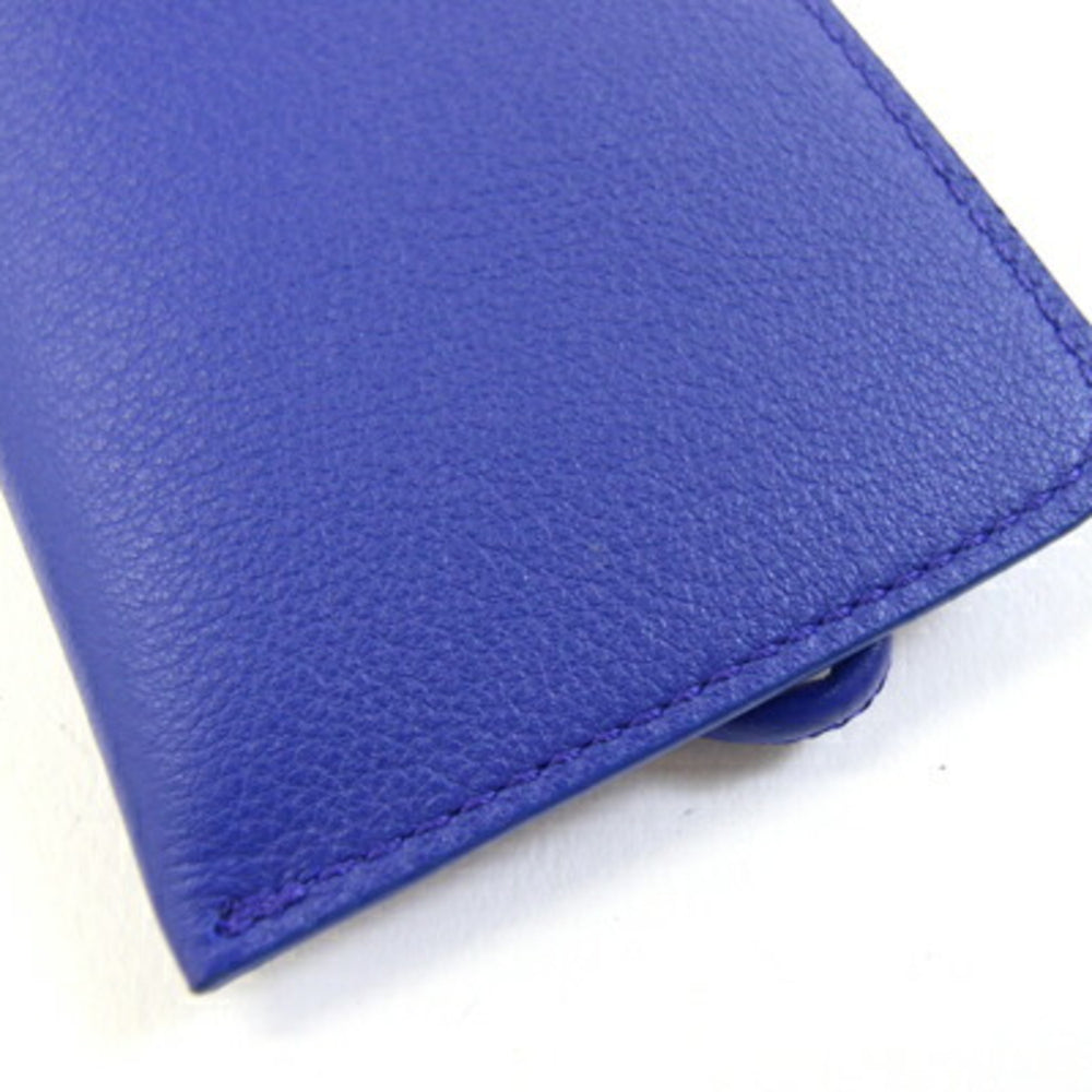 Salvatore Ferragamo neck pouch, blue leather pouch with strap, all leather, women's — Like New