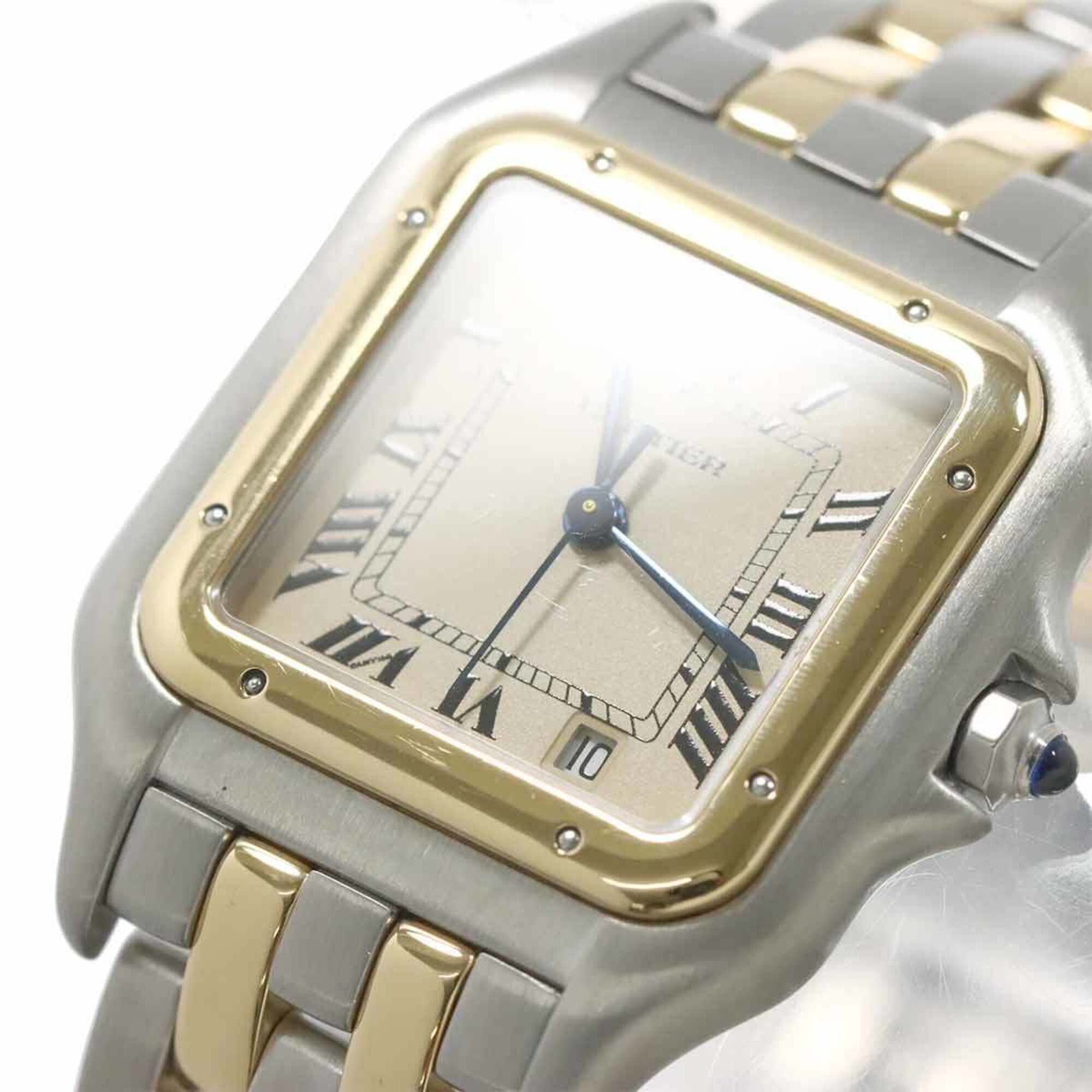 Cartier Panthère MM 2-Row 83083242 Date Two-Tone Boys' Watch Ivory YG Yellow Gold Quartz — Very Good