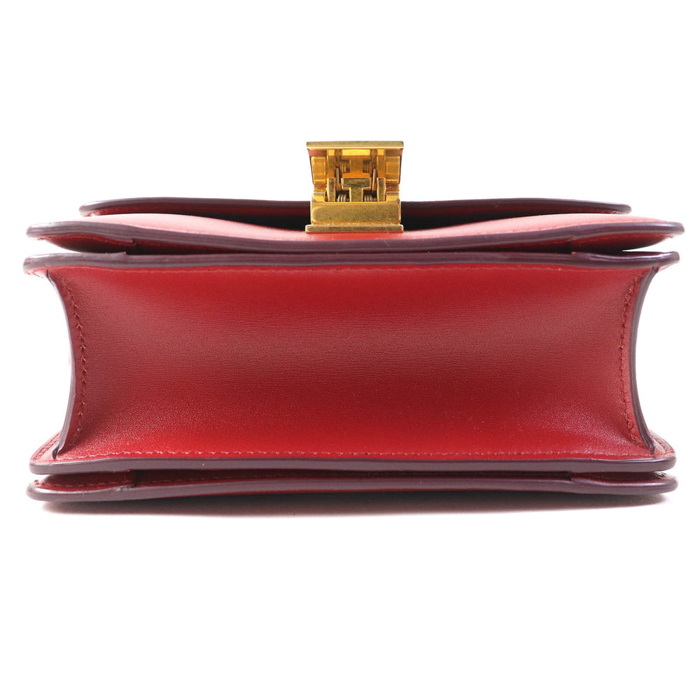 CELINE CLASSIC BOX Small (189183DLS) Classic Box Leather Shoulder Bag in Red with Gold Hardware and Dust Bag, Made Italy — Like New