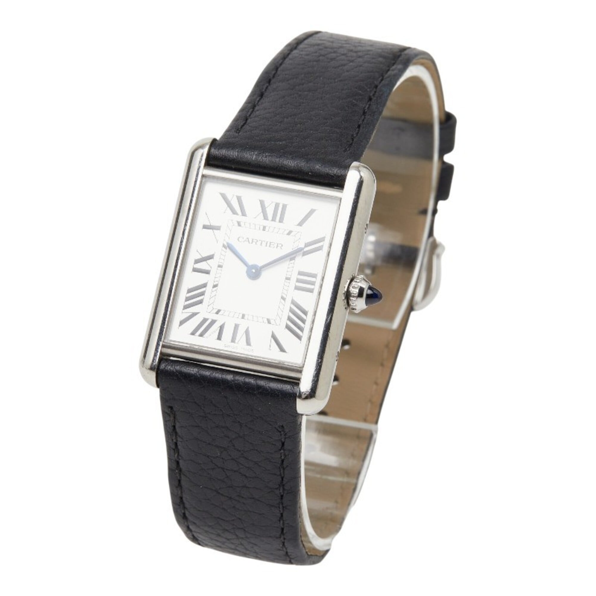 Cartier Tank Must LM WSTA0041 Quartz Watch, White Dial, Stainless Steel Strap, Leather Ladies' Watch — Good