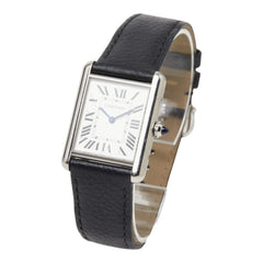 Cartier Tank Must LM WSTA0041 Quartz Watch, White Dial, Stainless Steel Strap, Leather Ladies' Watch — Good