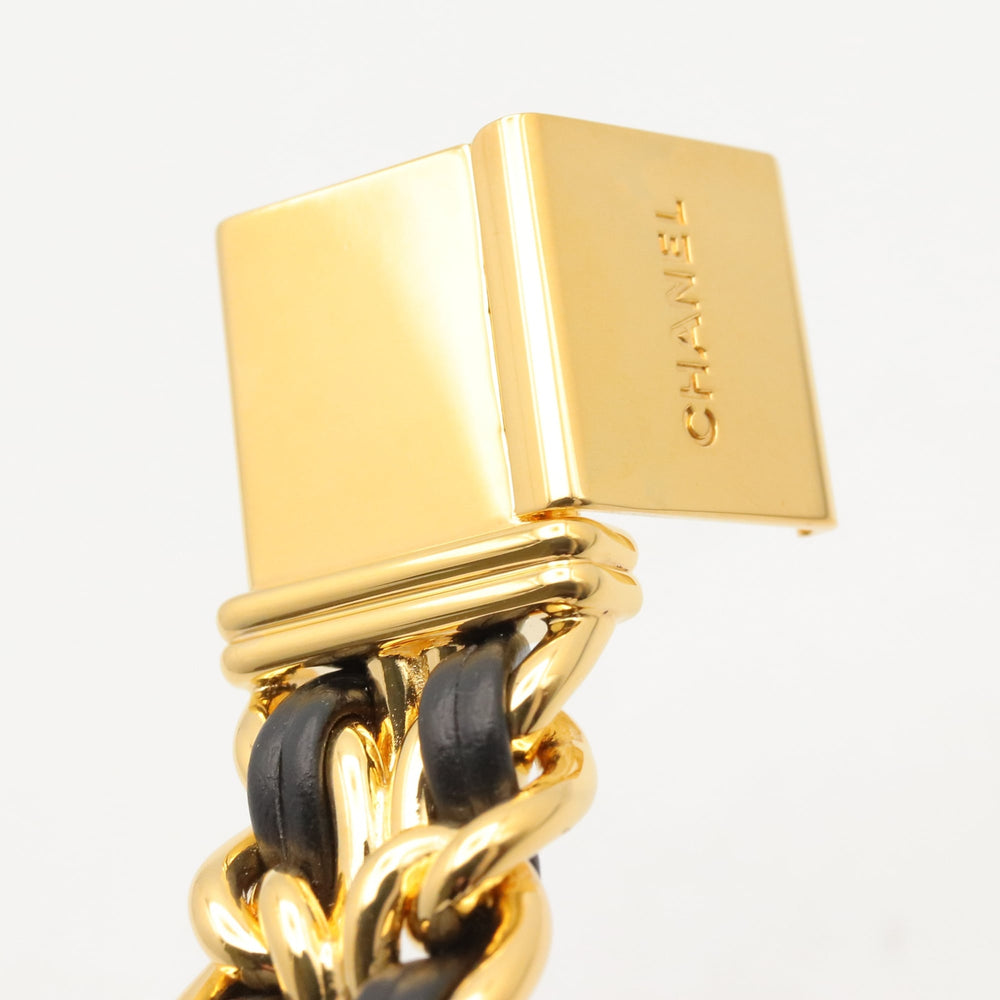 Chanel CHANEL Première S Watch, Gold Plated (GP), Leather Strap, Women's, Black, H0001 — Very Good