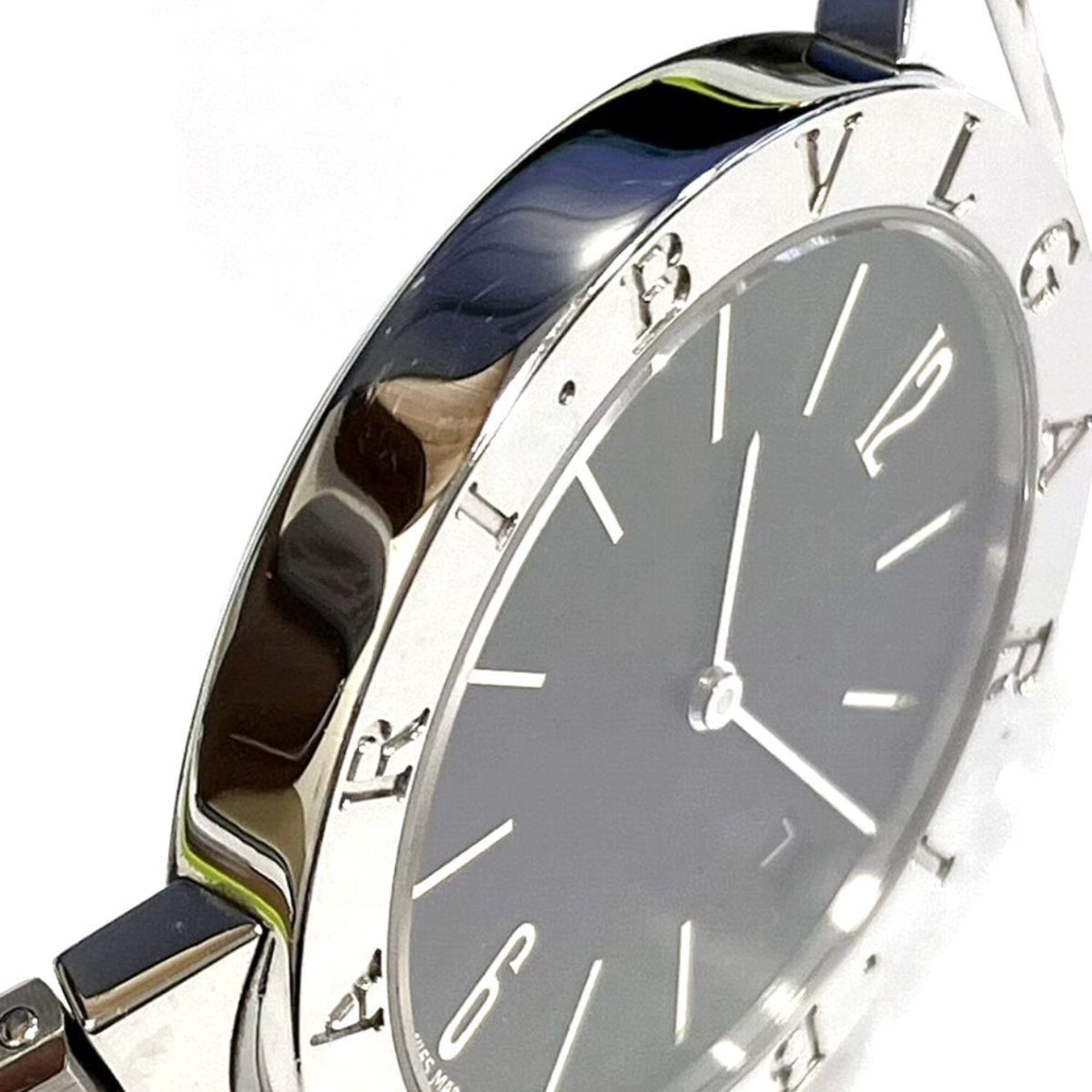 Bvlgari watch, total weight 78.8g, stainless steel, quartz movement, black dial, BB33SSD — Very Good