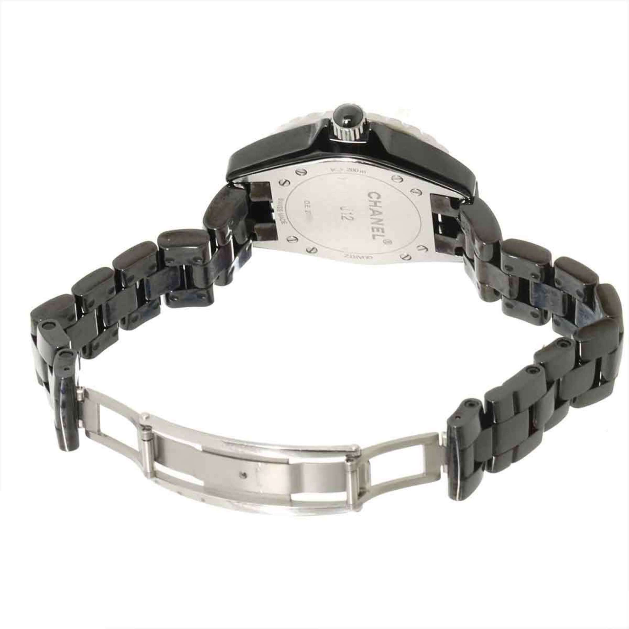 Chanel J12 33mm H1625 Women's Watch, 12 Diamonds, Date Display, Black Ceramic Quartz Watch — Very Good