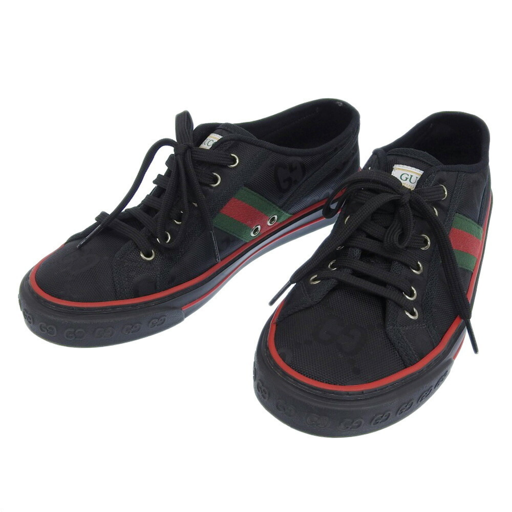 GUCCI Shelly Line GG Canvas Tennis 1977 Off the Grid Shoes Black 6 629242 H9H70 1072 Men's