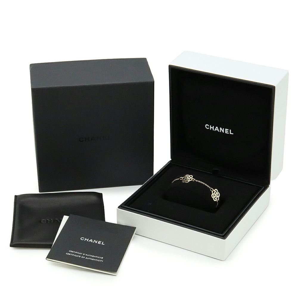 CHANEL Camellia 3-Motif Chain Bracelet Work 18K Yellow Gold (Au750) J10577 — Like New