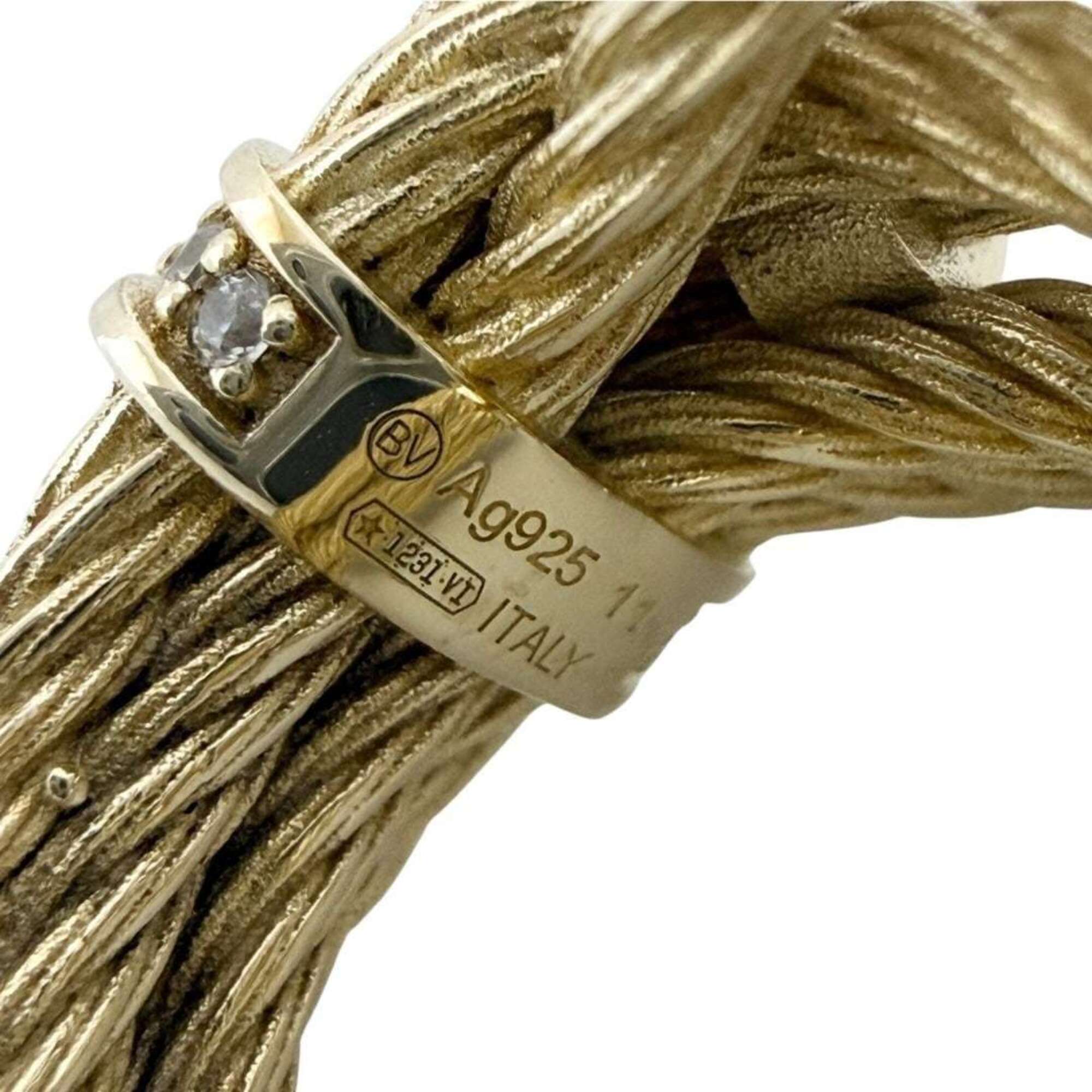 Bottega Veneta women's ring, sterling silver (925), gold color, size 12 — Like New