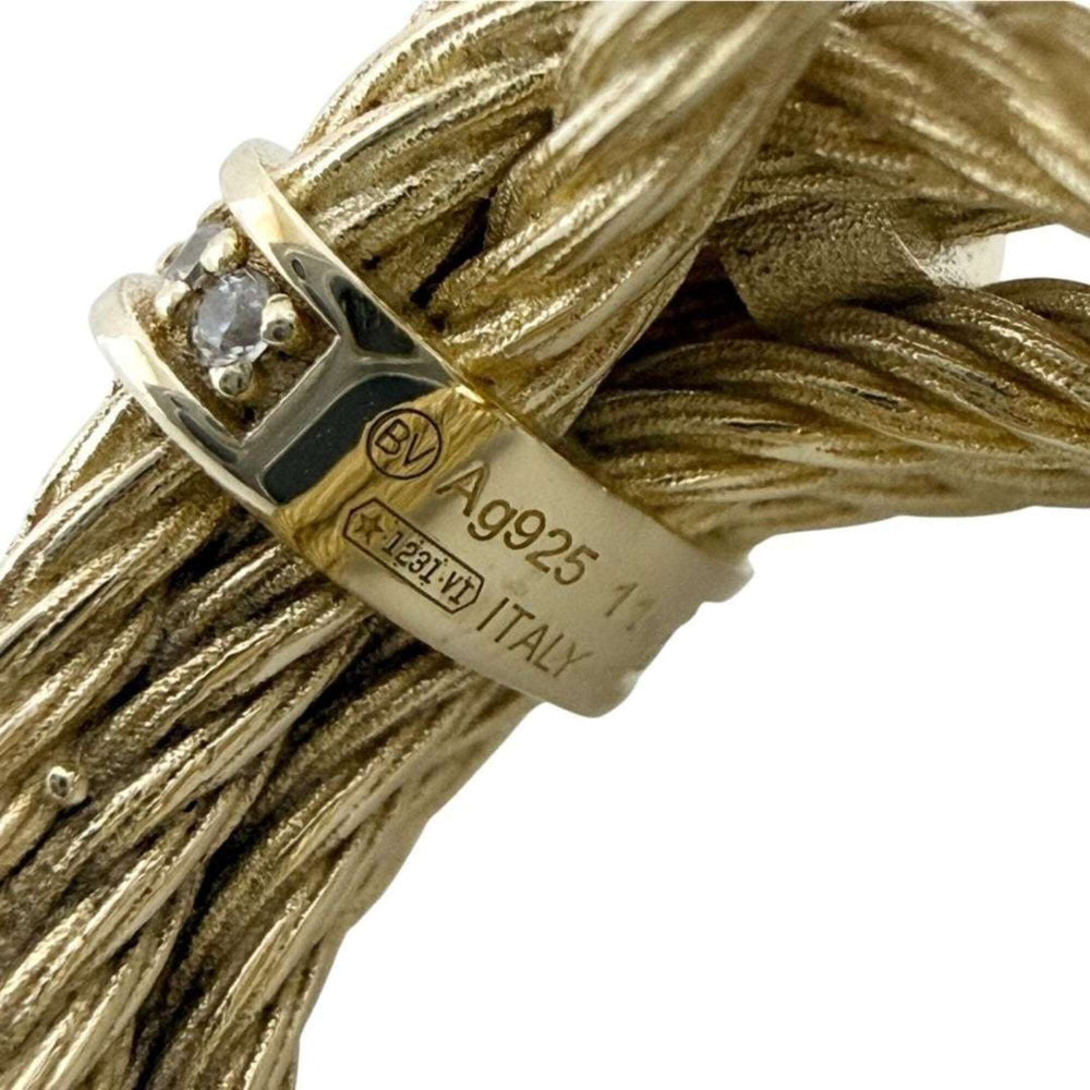 Bottega Veneta women's ring, sterling silver (925), gold color, size 12 — Like New