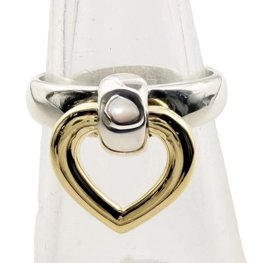 HERMES Heart Knock Ring, 925/750 Combination, Silver/Gold, Size 50, Weight 4.7g, Women's, Comes with Box and Case — Like New