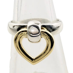 HERMES Heart Knock Ring, 925/750 Combination, Silver/Gold, Size 50, Weight 4.7g, Women's, Comes with Box and Case — Like New