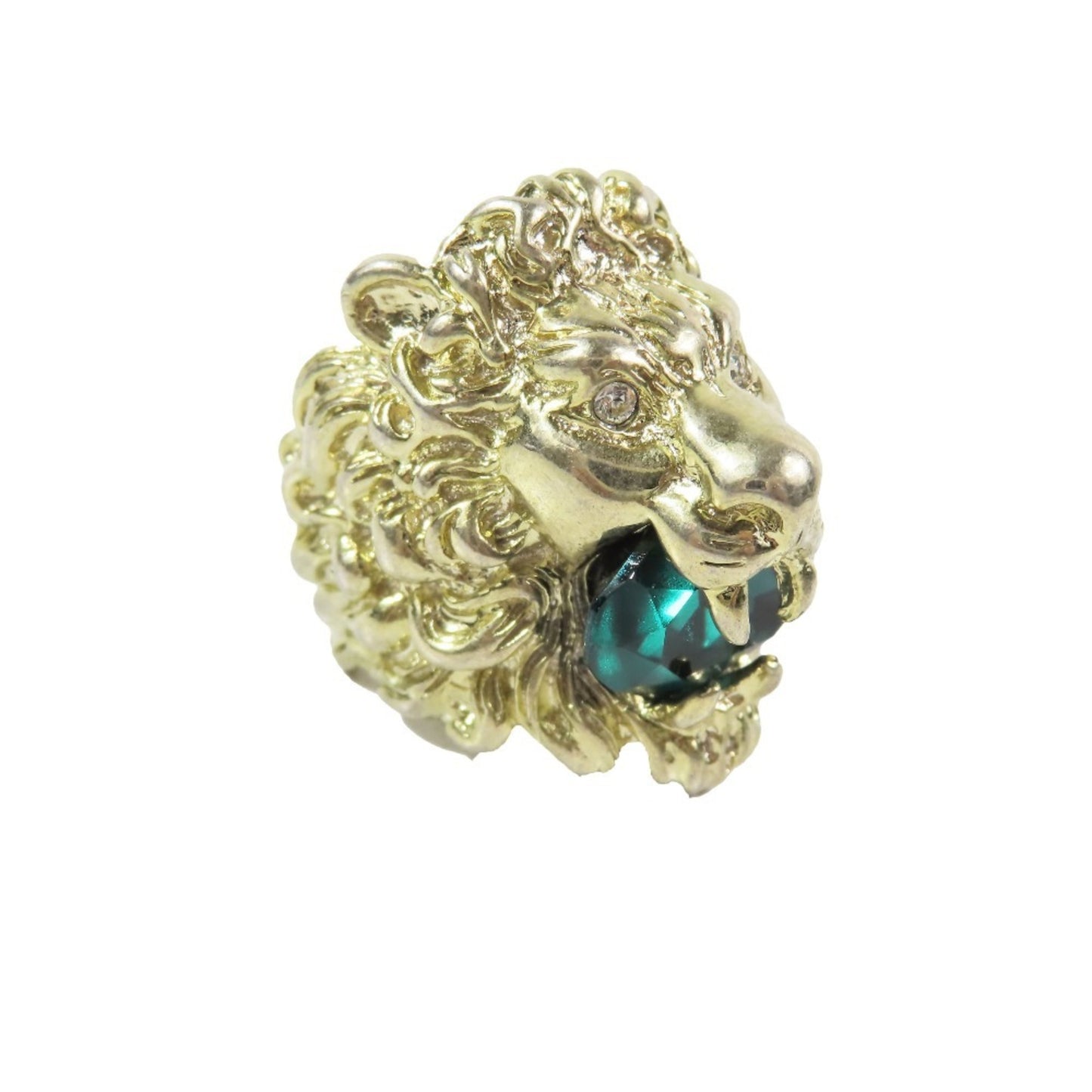 GUCCI Lion Head Ring Emerald Green Accessory Gold M Men's