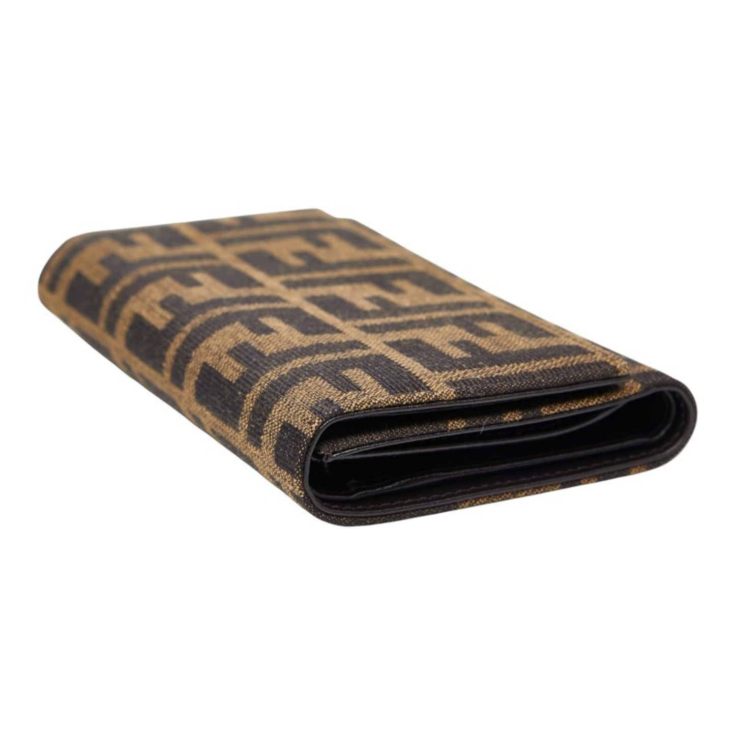 Fendi Zucca Tri-fold Wallet 8M0011 Brown/Black Canvas Women's FENDI