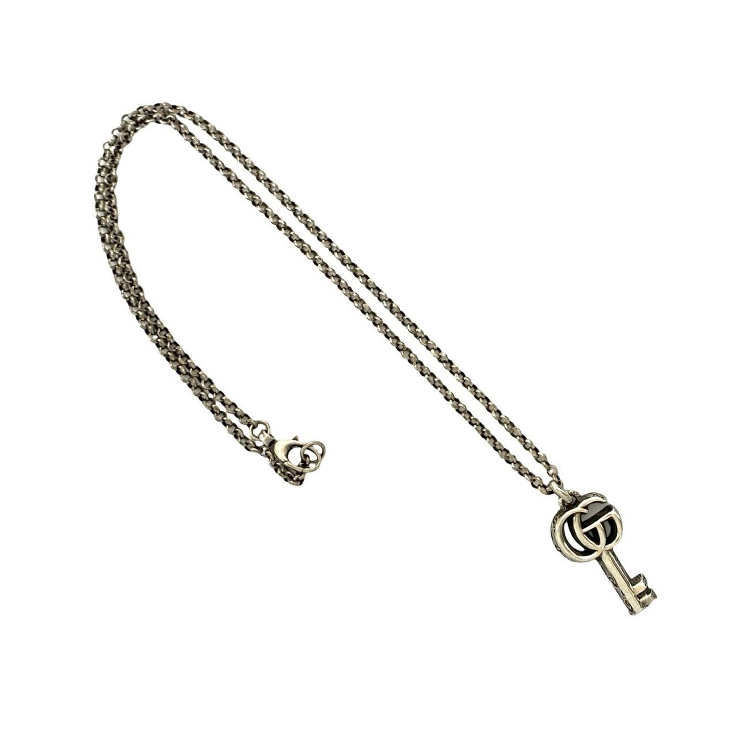 GUCCI Arabesque Double G Key Necklace in Sterling Silver, Pendant/Choker, 1056b