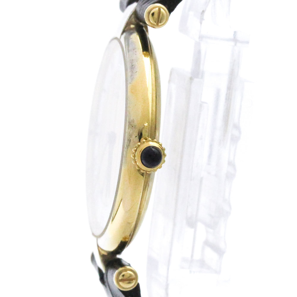 CARTIER Must Vendome Gold Plated Leather Quartz Unisex Watch 590003 — Good