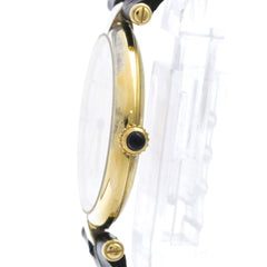 CARTIER Must Vendome Gold Plated Leather Quartz Unisex Watch 590003 — Good