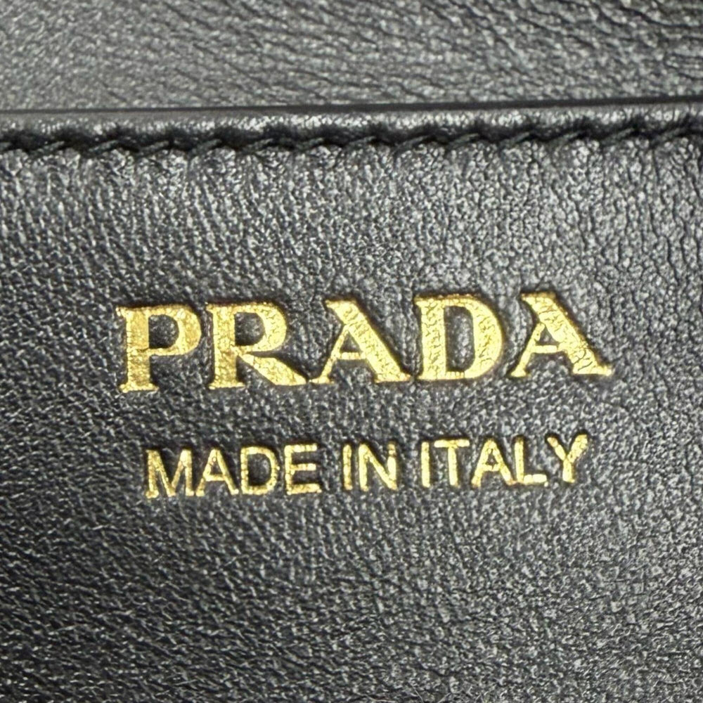 PRADA 1BC255 Demi-Lune Triangle Logo Leather Shoulder Bag, Black, Made in Italy, Women's, with Dust Bag — Like New