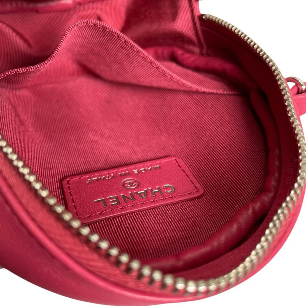 Chanel CHANEL Shoulder Bag, Round Chain, Coco Mark, Matelassé Mini, Lambskin, A70657 Pink — Like New