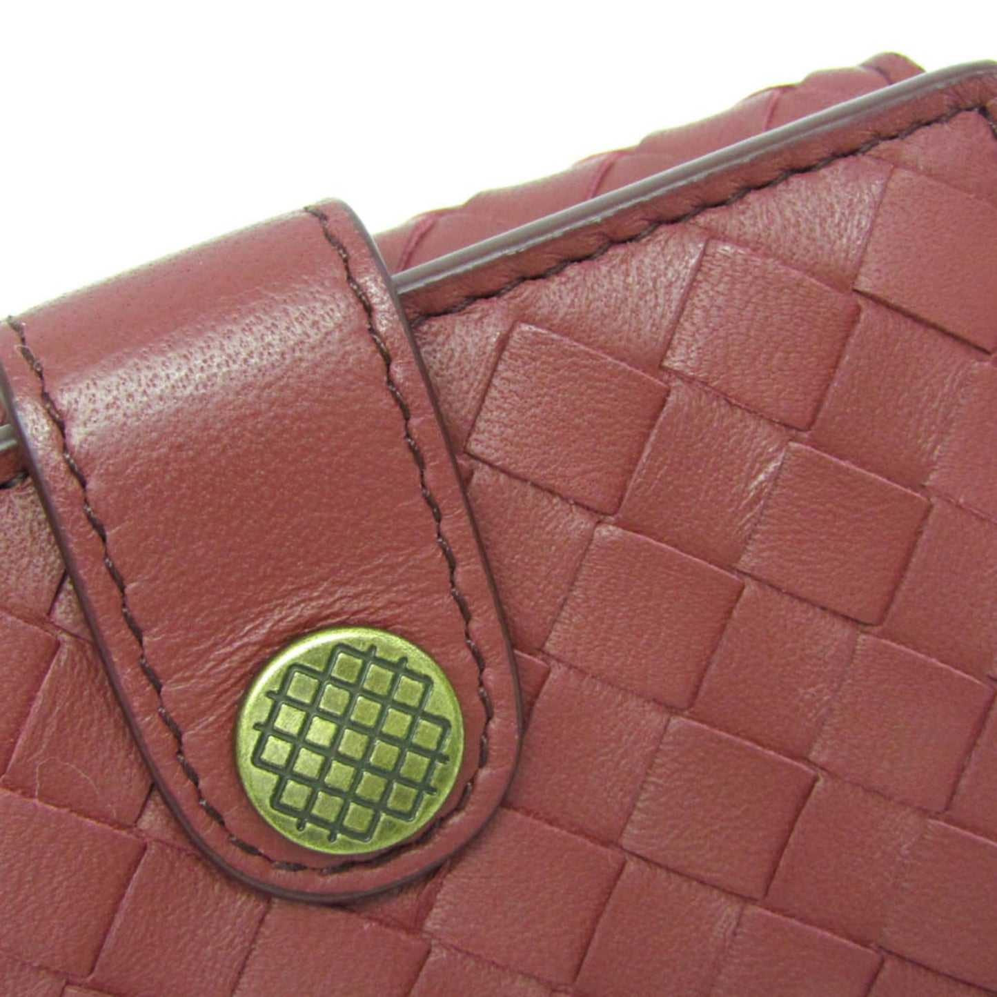 Bottega Veneta Intrecciato Compact Wallet Women,Men Leather Wallet (bi-fold) Red Color