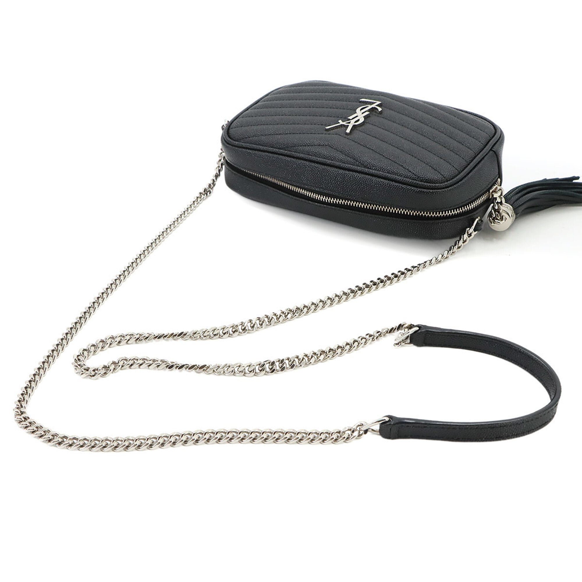Saint Laurent Lou Chain Shoulder Handbag, Leather, Black, 612579 — New - Store Return